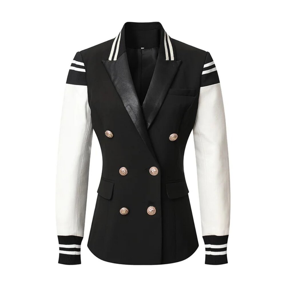 Women Varsity Jacket Vegan Leather Jacket
